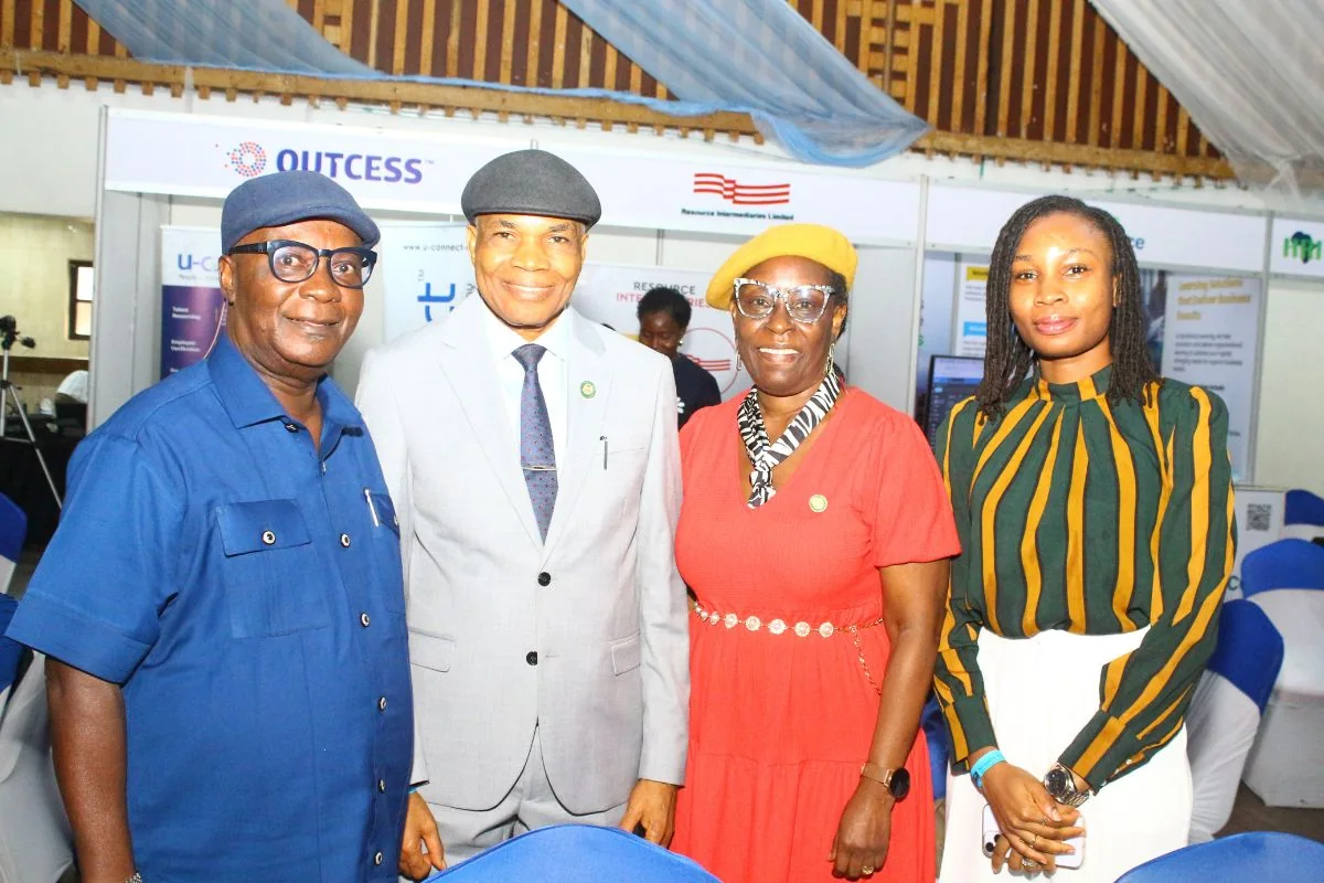 Four Expo guests photographed in the exhibition hall